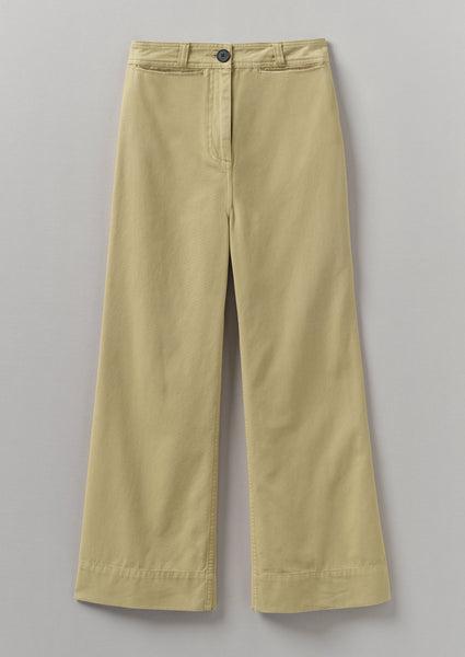 Cotton Canvas Kick Flare Pants | Shale Stone Product Image