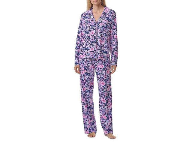 Karen Neuburger Long Sleeve Girlfriend Pajama Set With Lace Floral) Women's Pajama Sets Product Image