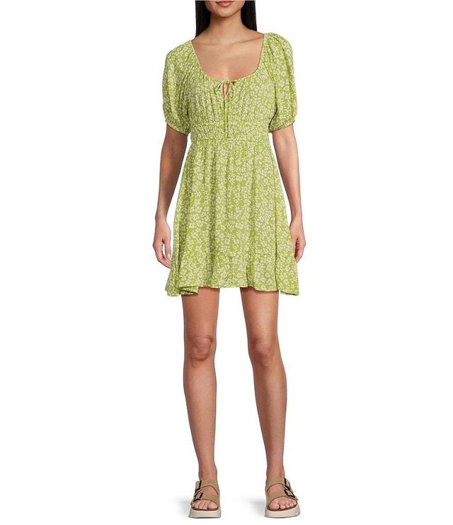 Billabong Cabana Puff Sleeve Floral Print Mini Dress Product Image