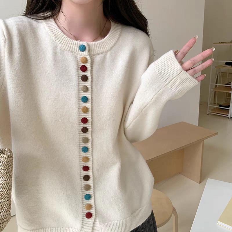 Plain Button-Up Cardigan Product Image