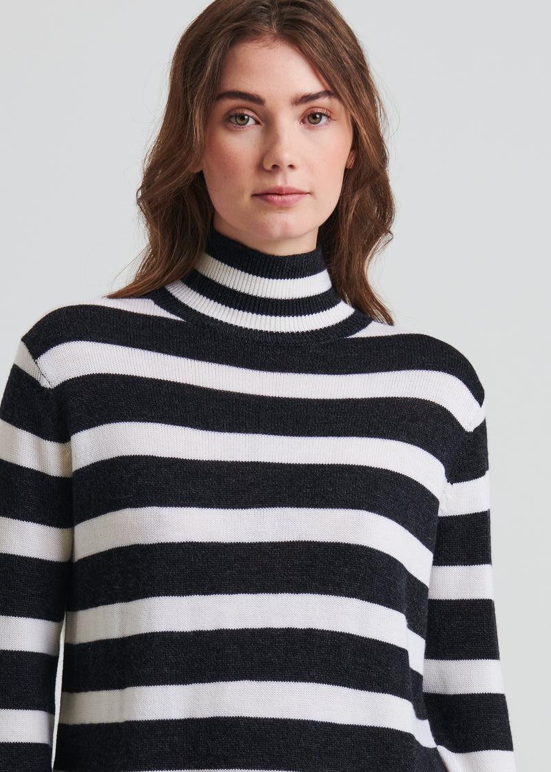 Patrick Assaraf Extra-Fine Merino Stripe Turtleneck Product Image