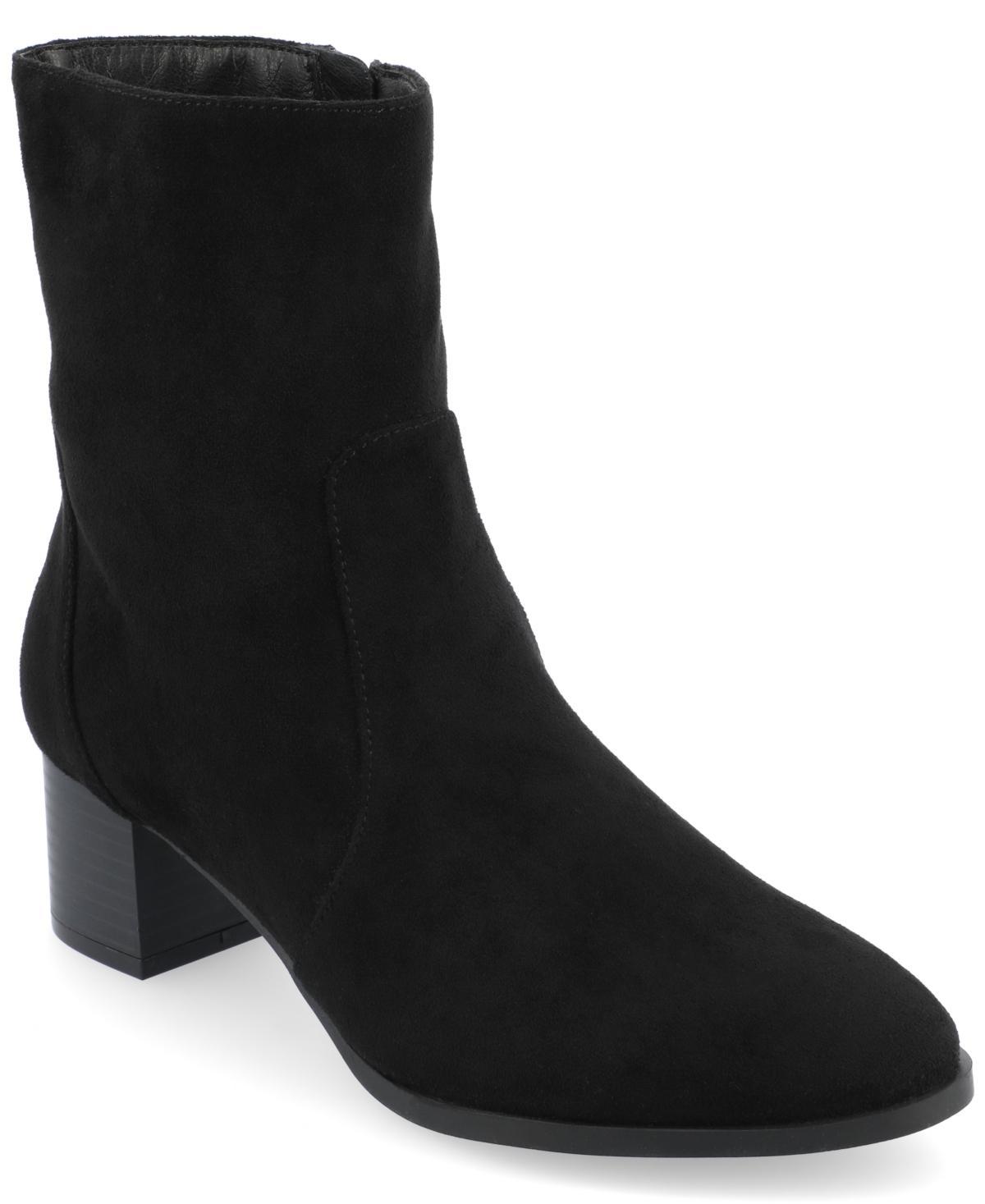 Journee Collection Womens Hayven Tru Comfort Foam Stacked Block Heel Almond Toe Booties Product Image