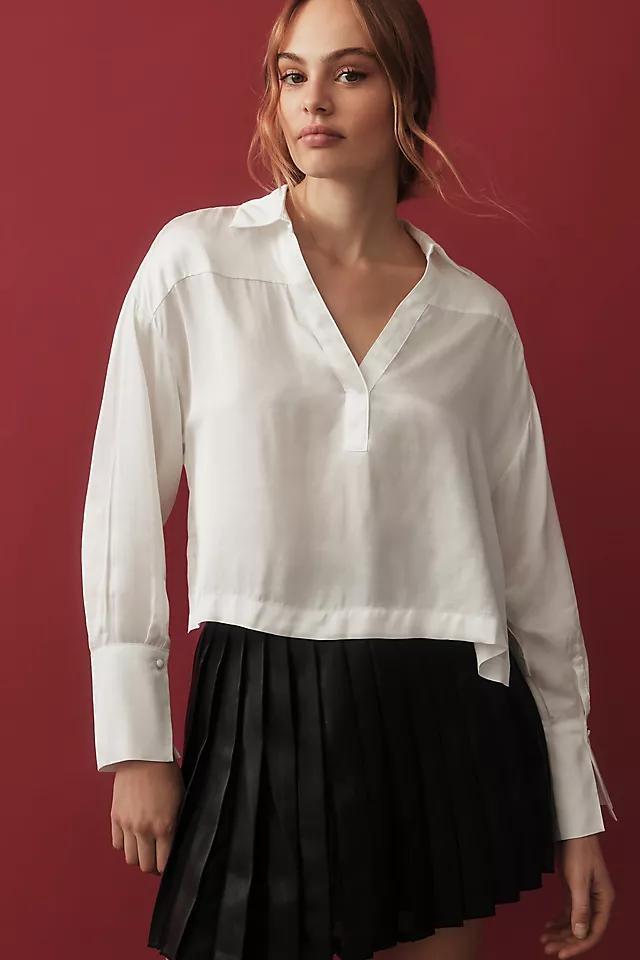 Maeve Silky Collared Popover Blouse Product Image