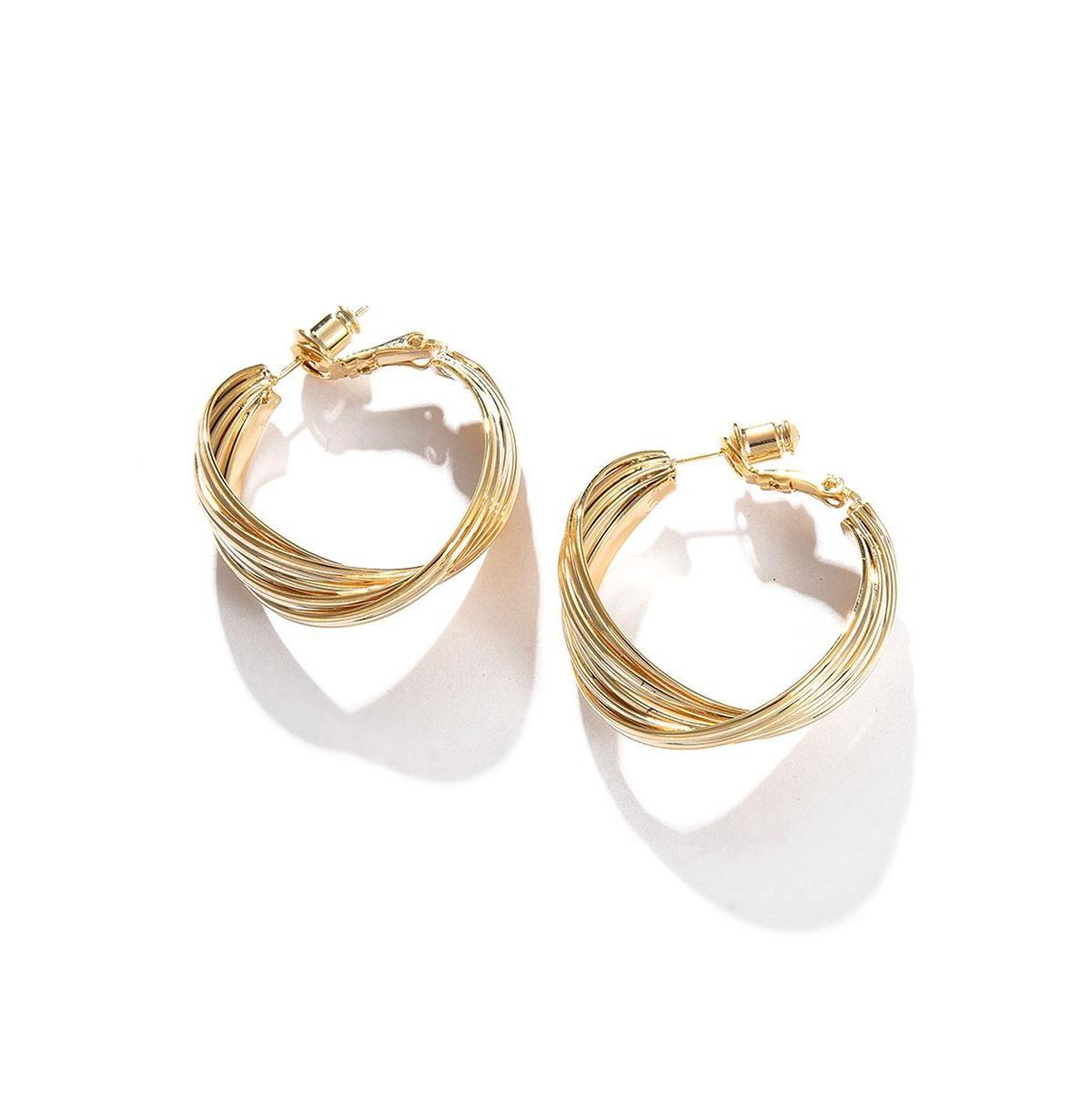 Sohi Womens Gold Twisted Hoop Earrings Product Image