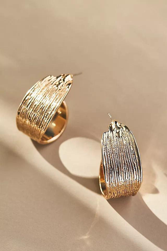 Textured Metal Huggie Hoop Earrings Product Image