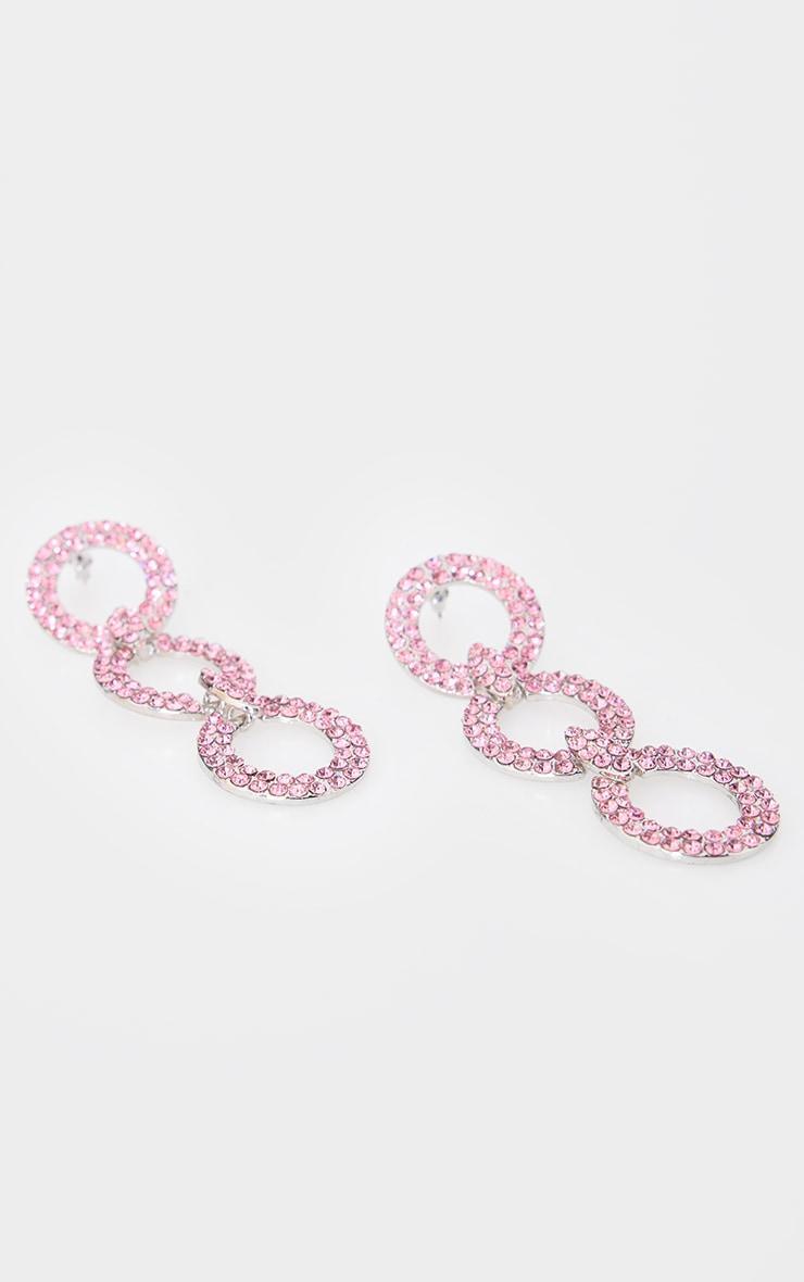 Pink Diamante Chain Link Statement Earrings Product Image