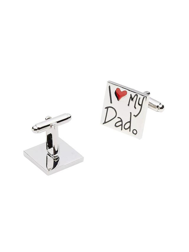 Mens Love Dad Rhodium-Plated Brass Cufflinks Product Image