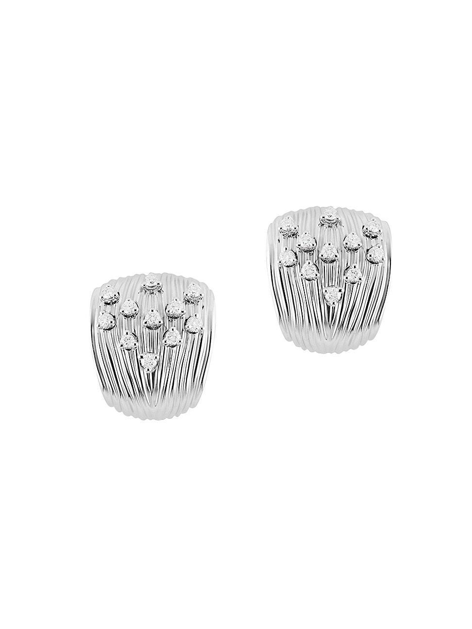 Womens Bahia 18K White Gold & Diamond Cuff Earrings Product Image