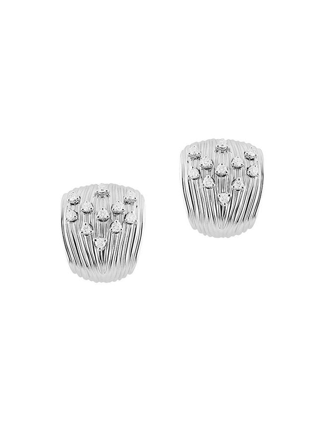 Womens Bahia 18K White Gold & Diamond Cuff Earrings Product Image