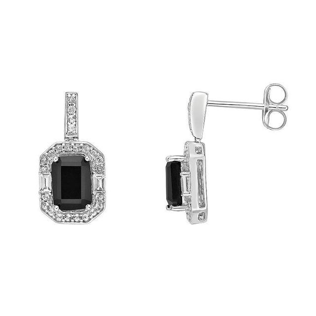 Gemminded Sterling Silver Black Onyx Emerald-Cut Drop Earrings, Womens Product Image