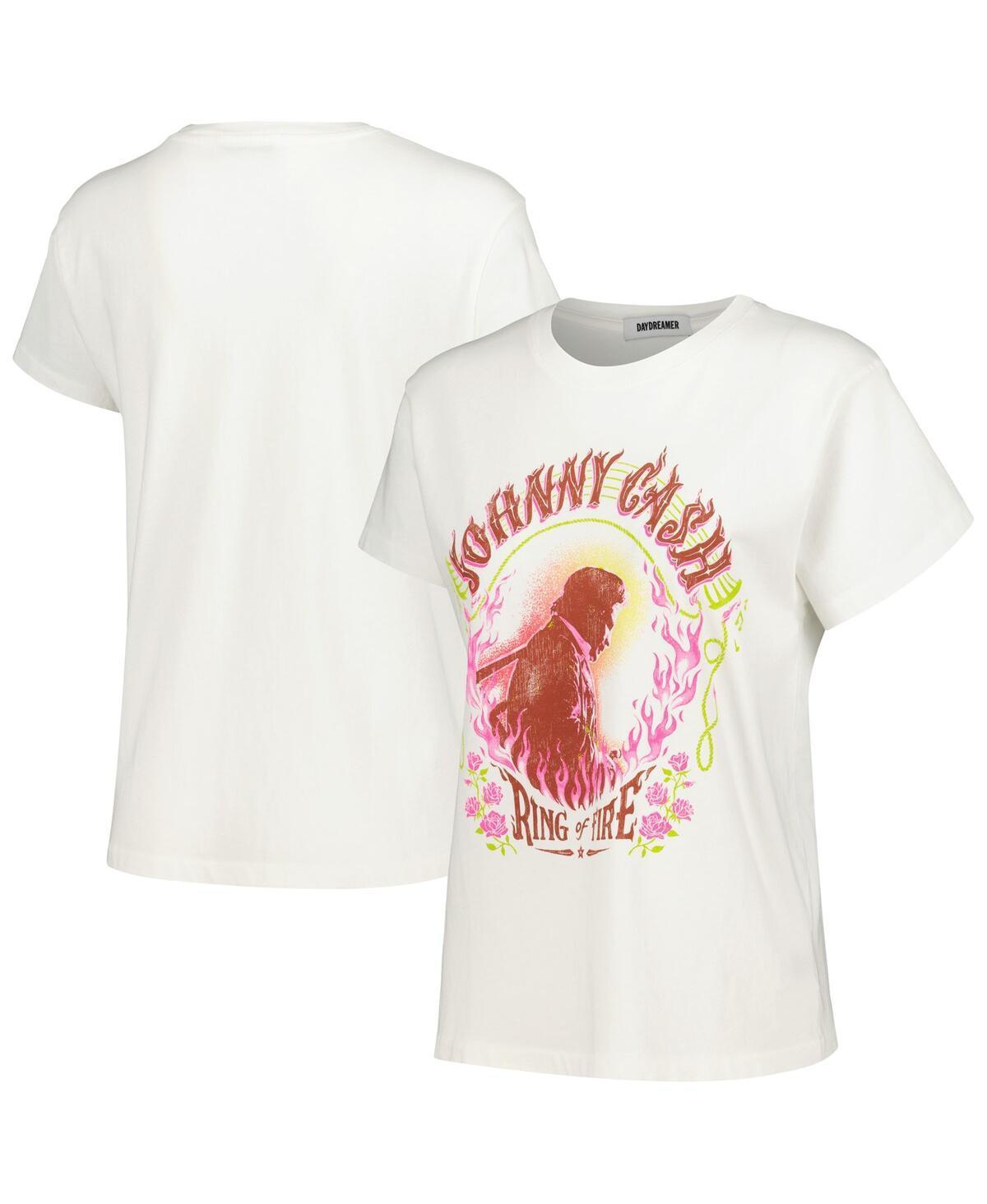 Daydreamer Womens White Johnny Cash Ring of Fire Tour T-Shirt Product Image