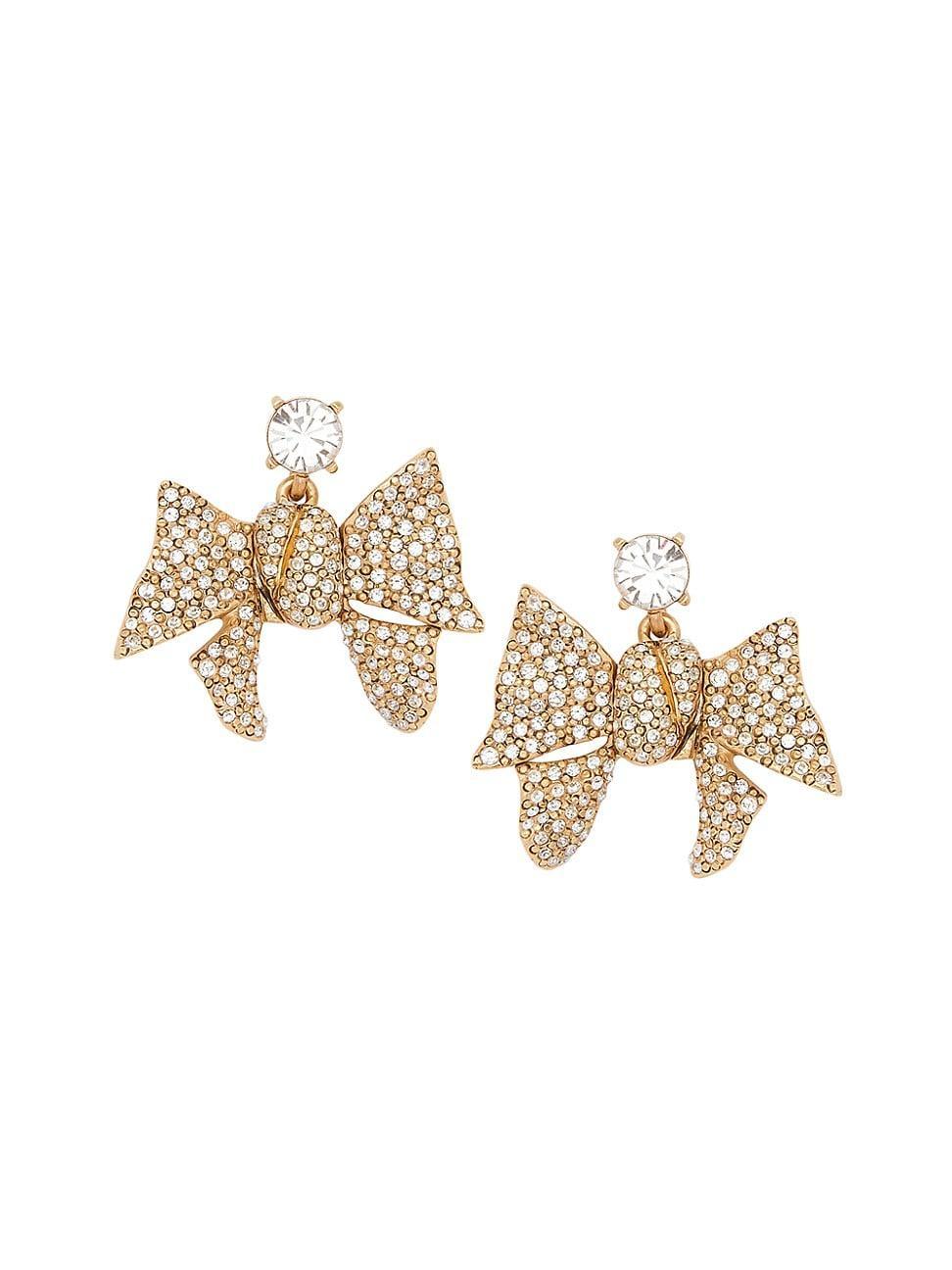 Womens Goldtone & Crystal Pav Bow Earrings Product Image