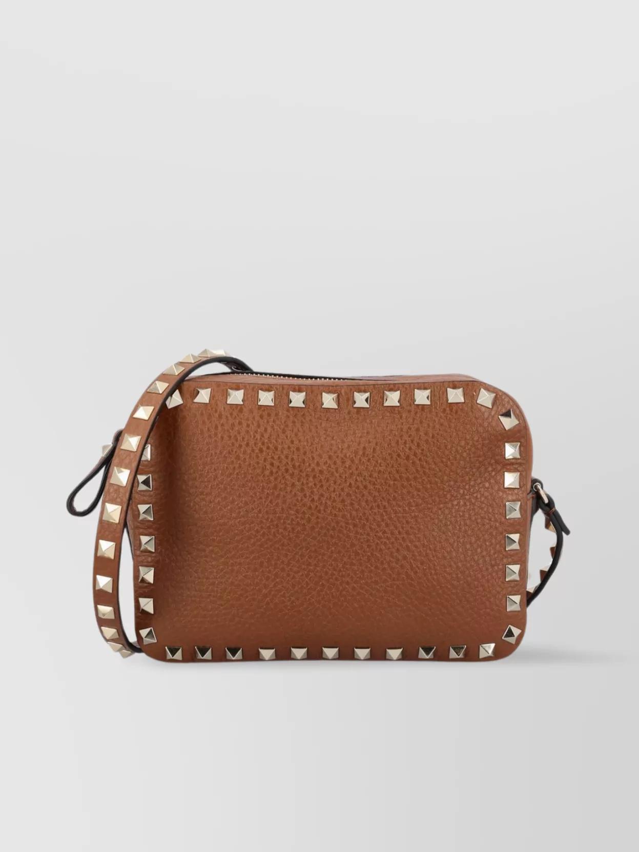 Studded Leather Crossbody Bag In Brown Product Image