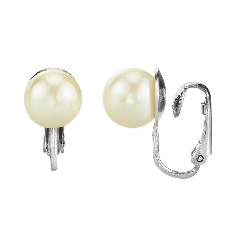 1928 Simulated Pearl Clip-On Earrings, Womens, White Product Image