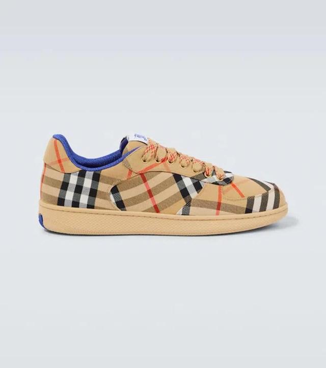 BURBERRY Box Checked Sneakers In Sand Product Image