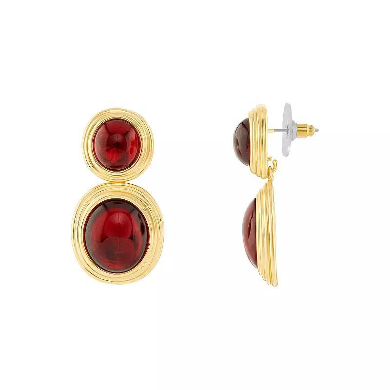 Emberly Gold Tone Red Resin Double Drop Earrings, Womens Product Image