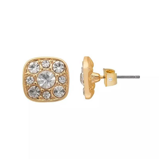 LC Lauren Conrad Gold Tone Pave Square Stud Earrings, Womens, Clear Product Image