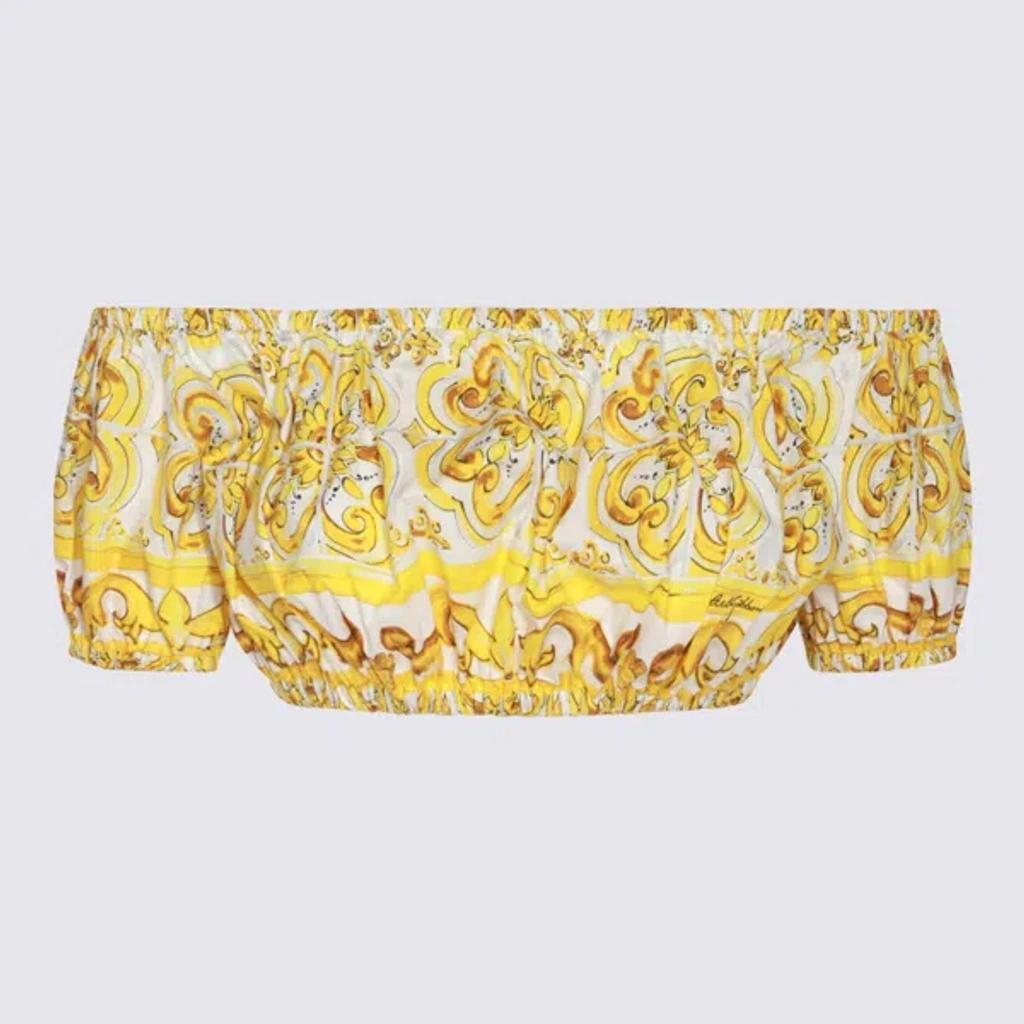 DOLCE & GABBANA Crop Top Tris Maiolica In Yellow Product Image