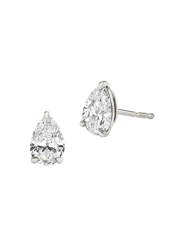 Womens 14K White Gold & Pear-Cut 1.50 TCW Lab-Grown Diamond Stud Earrings Product Image