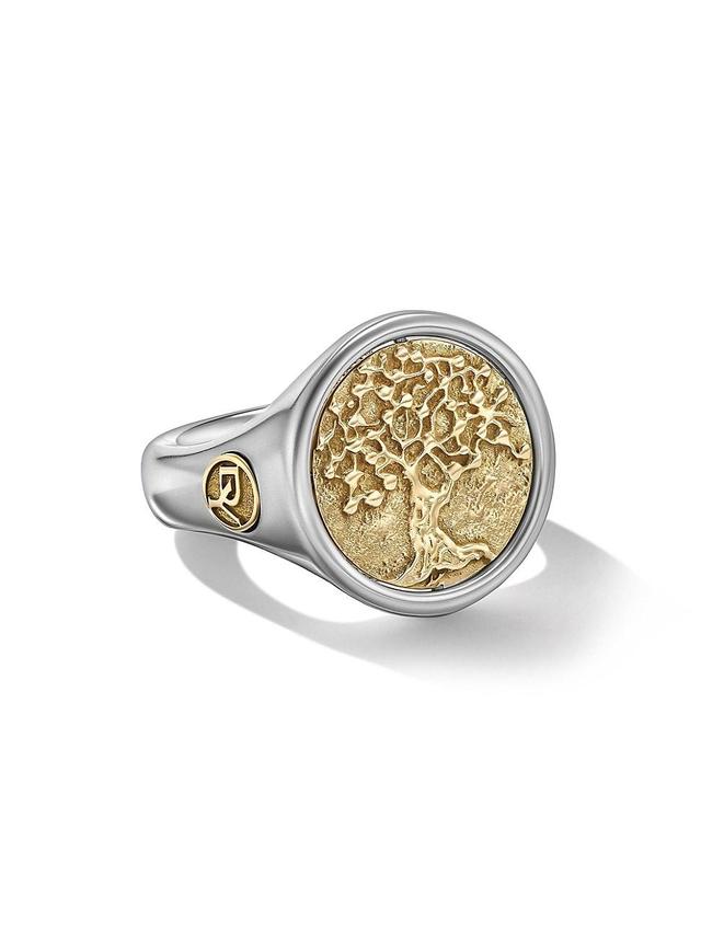 David Yurman Mens Life & Death Duality Signet Ring in Sterling Silver with 18K Yellow Gold Product Image