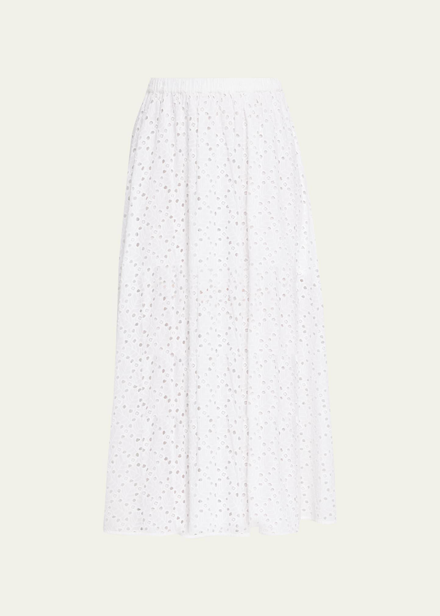 Womens Sienna Eyelet Cotton Midi-Skirt Product Image