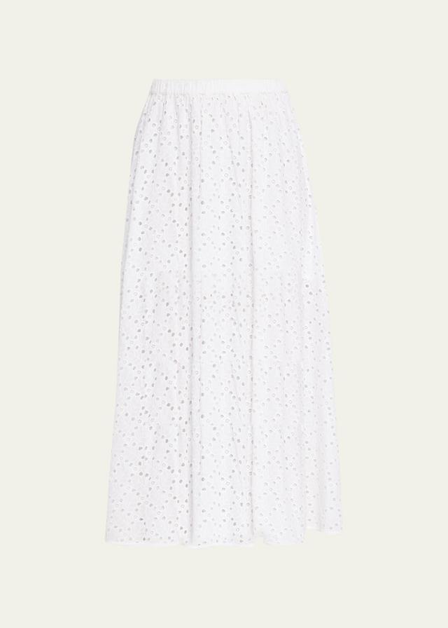 Womens Sienna Eyelet Cotton Midi-Skirt Product Image