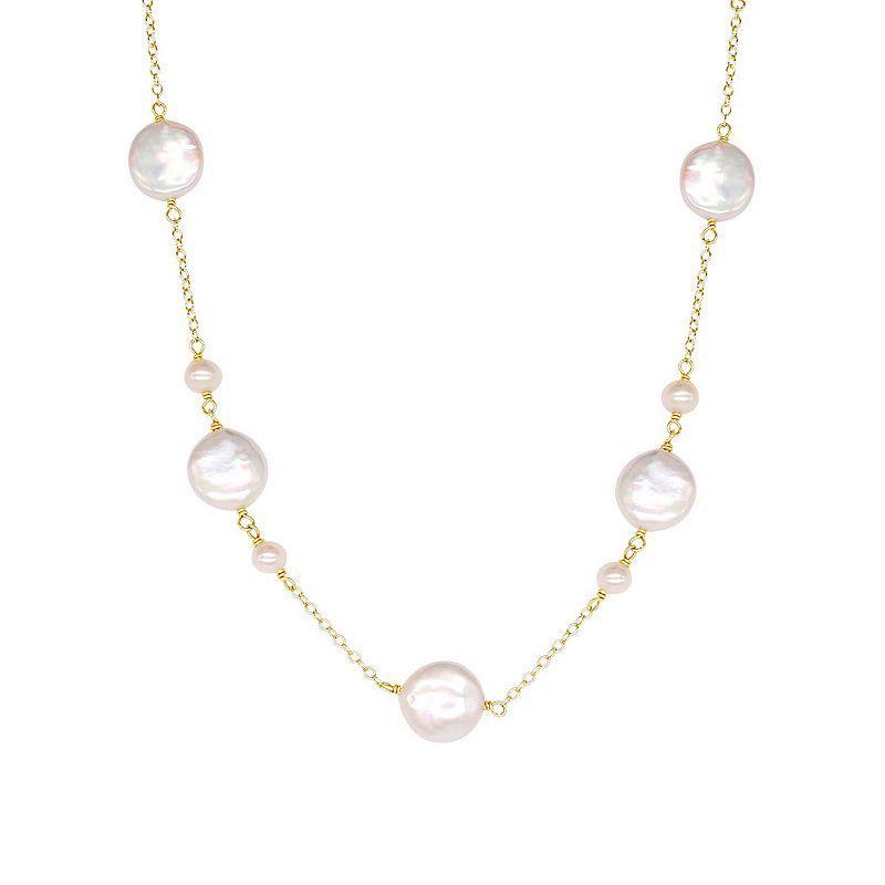 Jewelmak 14k Gold Freshwater Cultured Pearl Coin Station Necklace, Womens Product Image