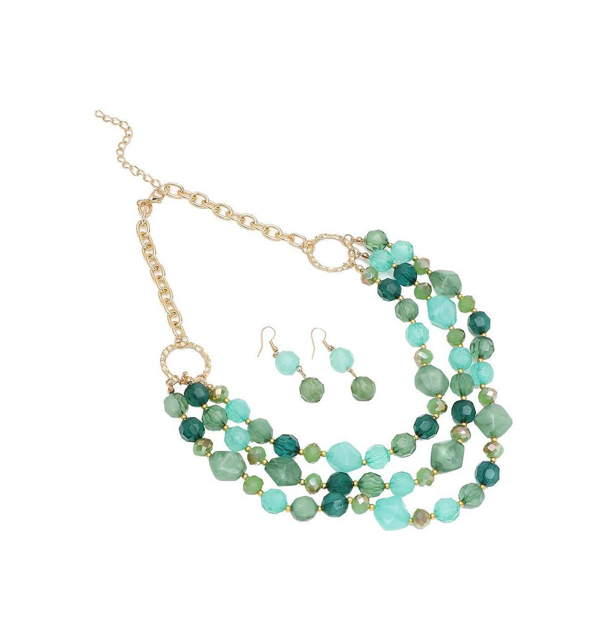 Sohi Womens Green Under-The-Sea Multi-Layered Necklace Product Image