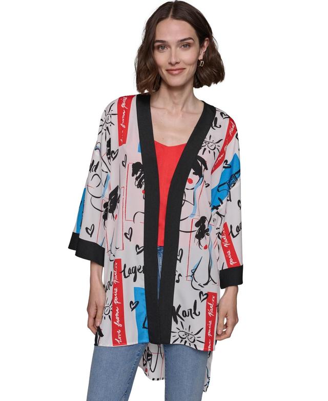 Women's Printed Kimono High-Low-Hem Top Product Image