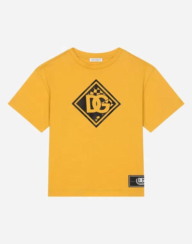 Jersey T-shirt With Dg Logo In Yellow Product Image