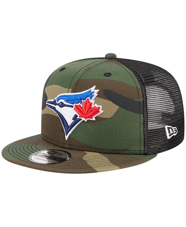 Mens New Era Camo Toronto Blue Jays Woodland Camo Trucker 9FIFTY Snapback Hat Product Image