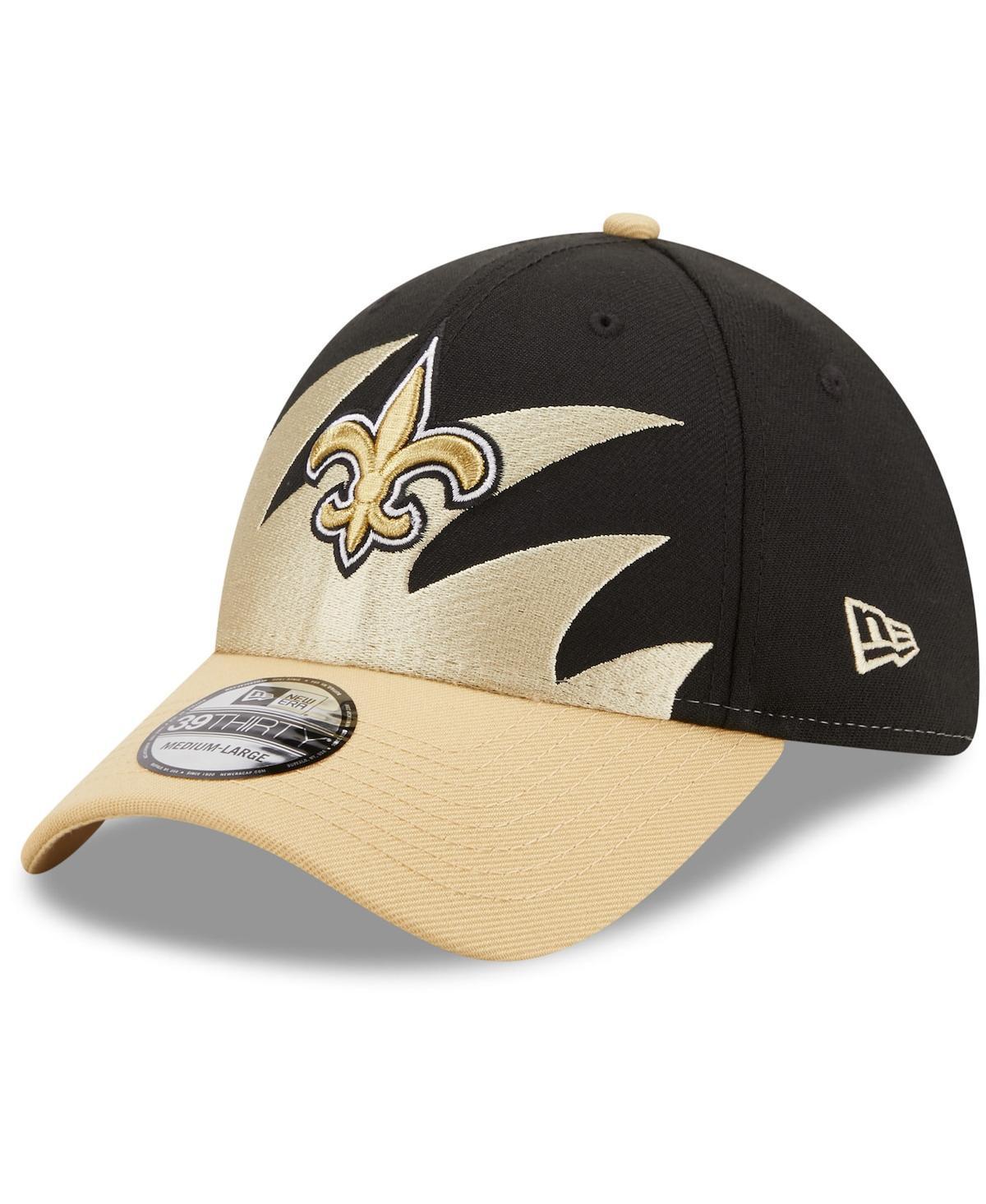 Mens New Era Black/Gold New Orleans Saints Surge 39THIRTY Flex Hat Product Image