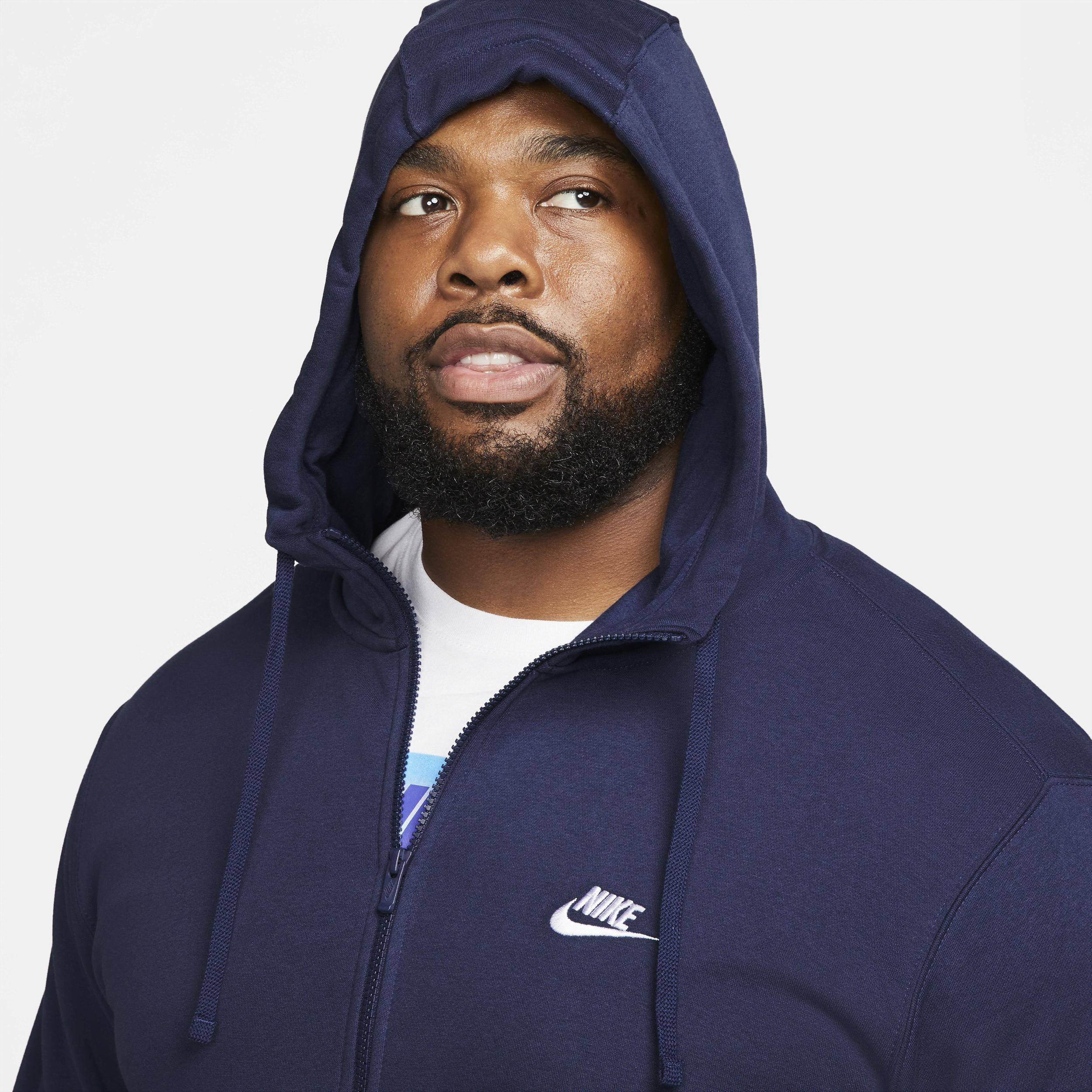 Nike Mens Nike Club Full-Zip Hoodie - Mens White/Midnight Navy Product Image