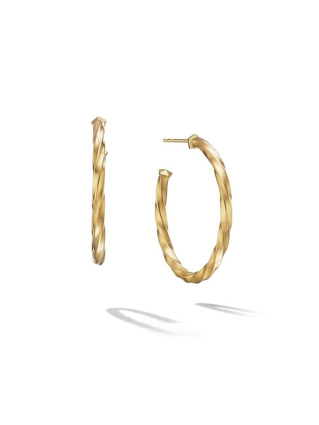 Womens Cable Edge Hoop Earrings In Recycled 18K Yellow Gold - Yellow Gold Product Image