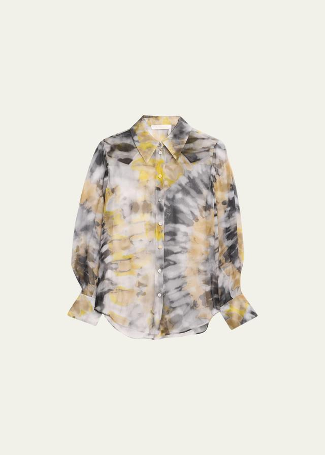 Womens Tie-Dye Silk Western Shirt Product Image