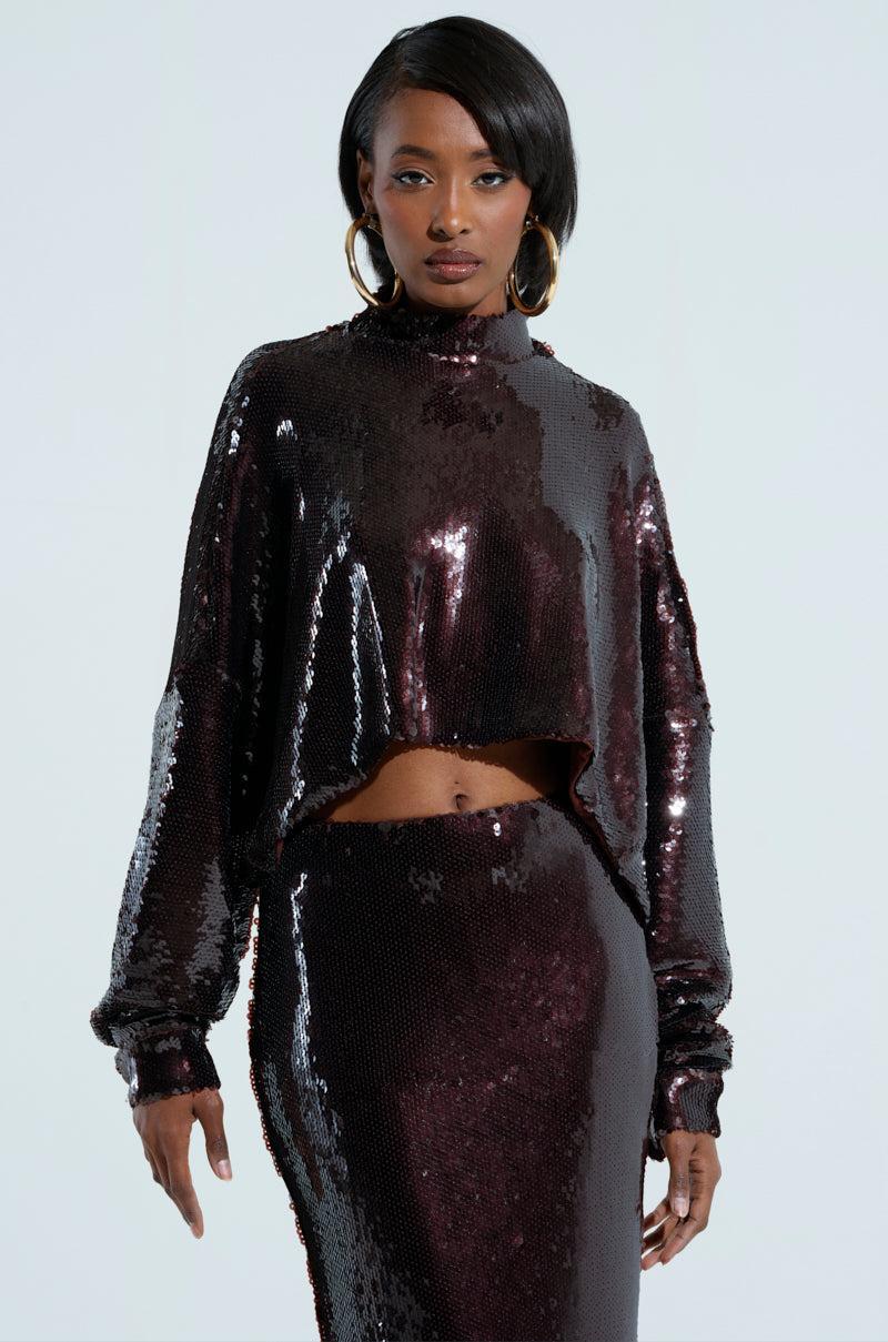 BELIEVE IN LOVE SEQUIN TOP IN BROWN Product Image