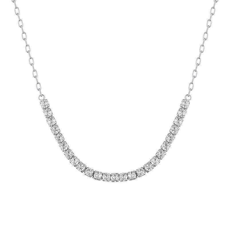 Glam Box Round Simulated Diamond Tennis Necklace, Womens Silver Tone Product Image