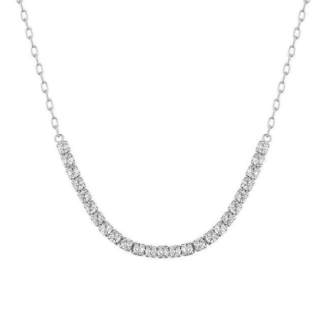 Glam Box Round Simulated Diamond Tennis Necklace, Womens Silver Tone Product Image