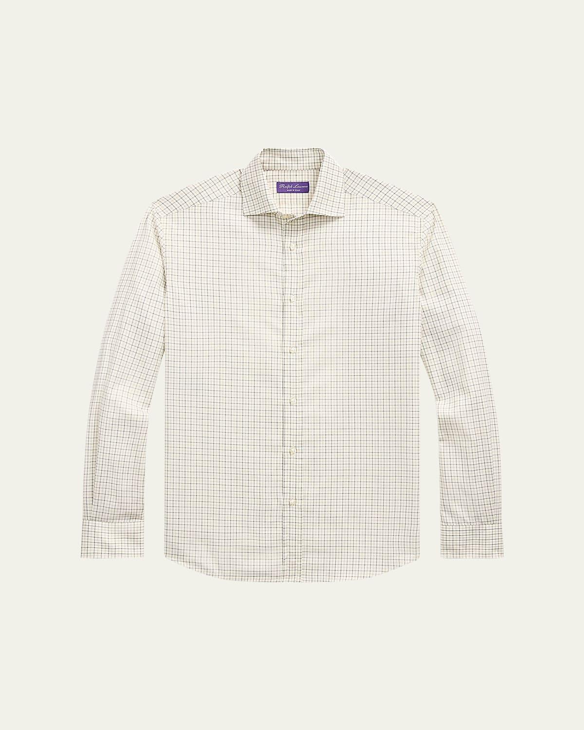 Mens Herringbone Cotton Button-Front Shirt Product Image