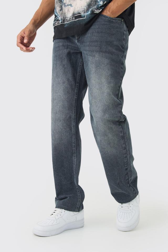 Relaxed Rigid Jean In Mid Grey | boohooMAN USA Product Image