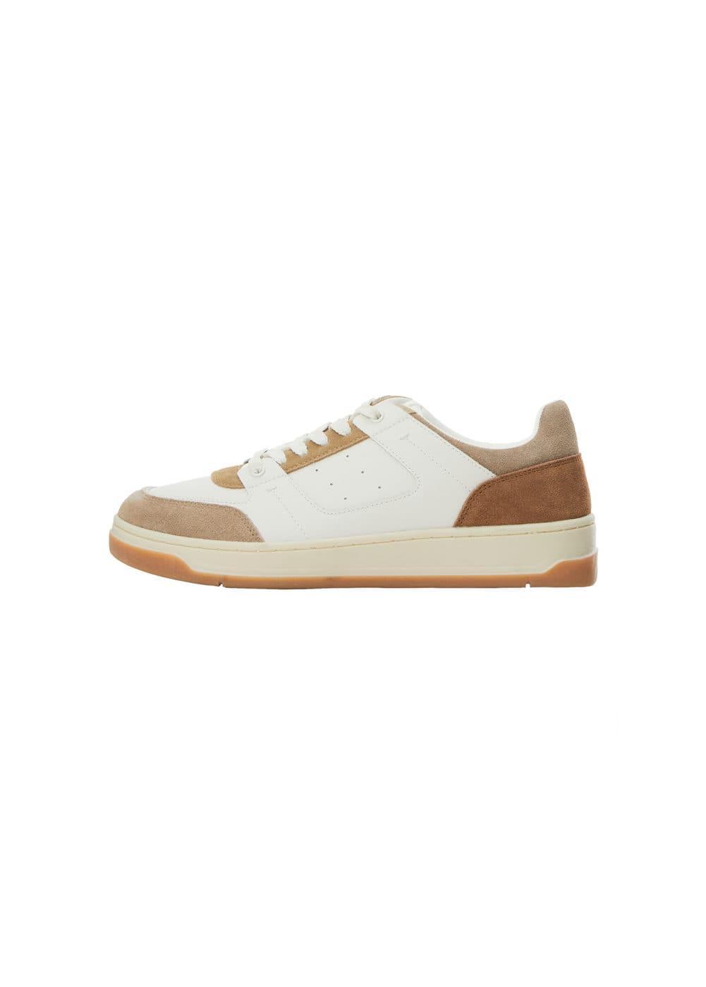 MANGO MAN - Leather mixed sneakers light/pastel brownMen Product Image