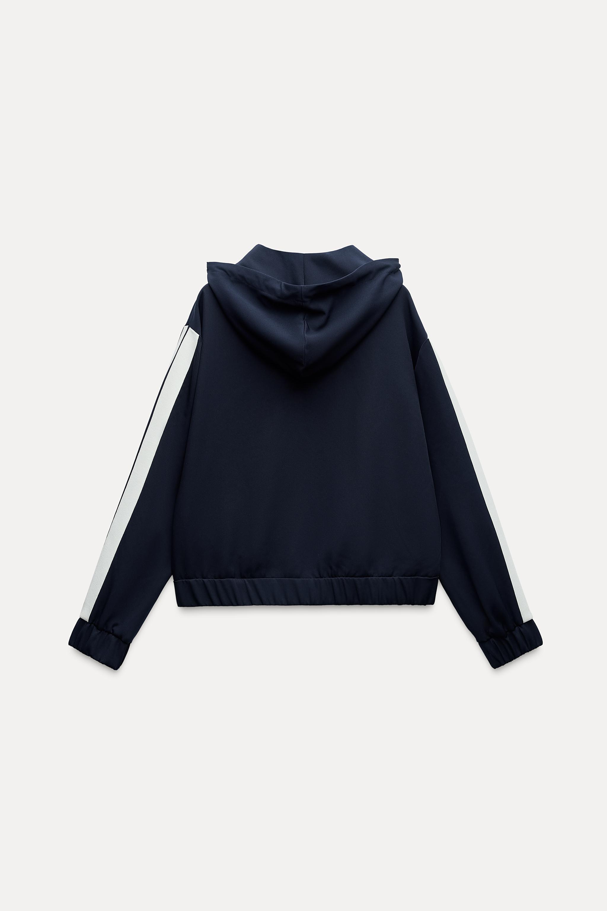 SIDE STRIPE HOODED BOMBER JACKET Product Image