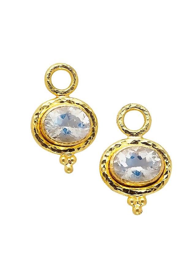 Womens 19K Yellow Gold & Moonstone Drop Earrings Product Image