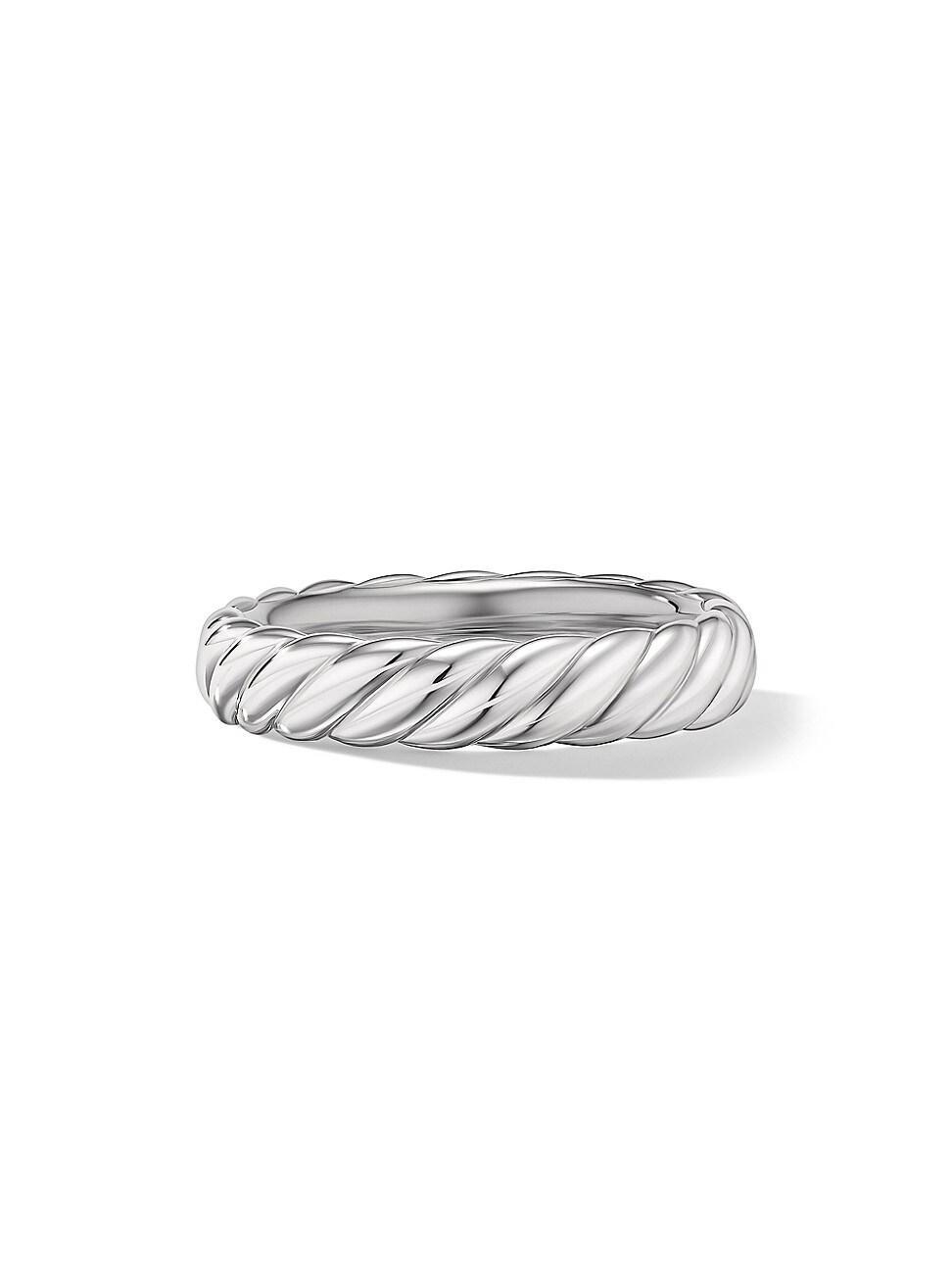 Womens Sculpted Cable Band Ring In 18K White Gold Product Image