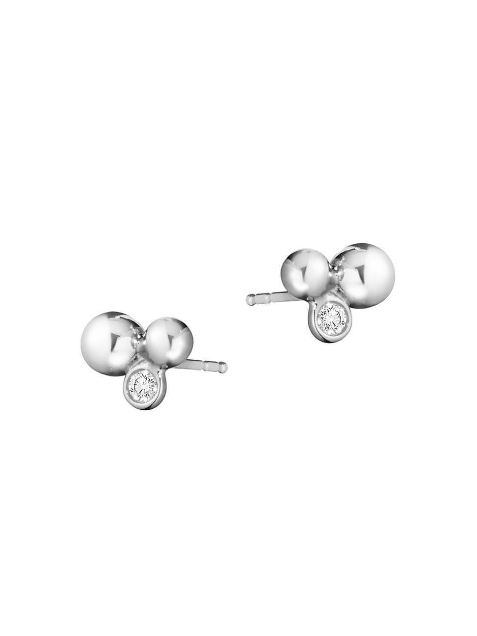 Womens Moonlight Grapes Sterling Silver & Diamond Stud Earrings Product Image