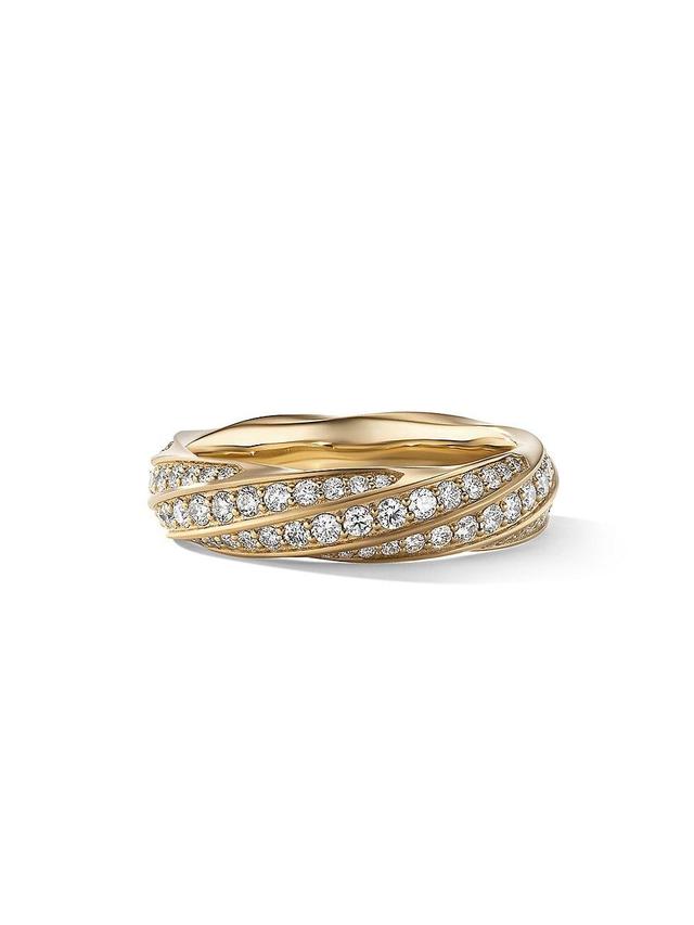 Mens 6MM Cable Edge Band Ring With Pav Diamonds Product Image