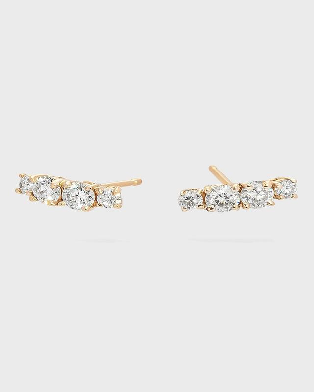 Womens Solo 14K Yellow Gold & Diamond Cluster Stud Earrings Product Image