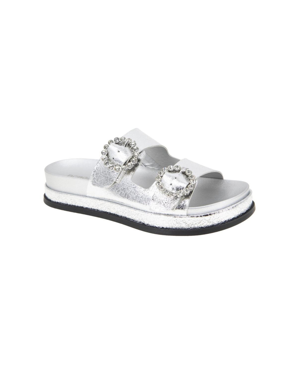 BCBGeneration Womens Batina Rhinestone Buckle Double Band Flat Sandals Product Image