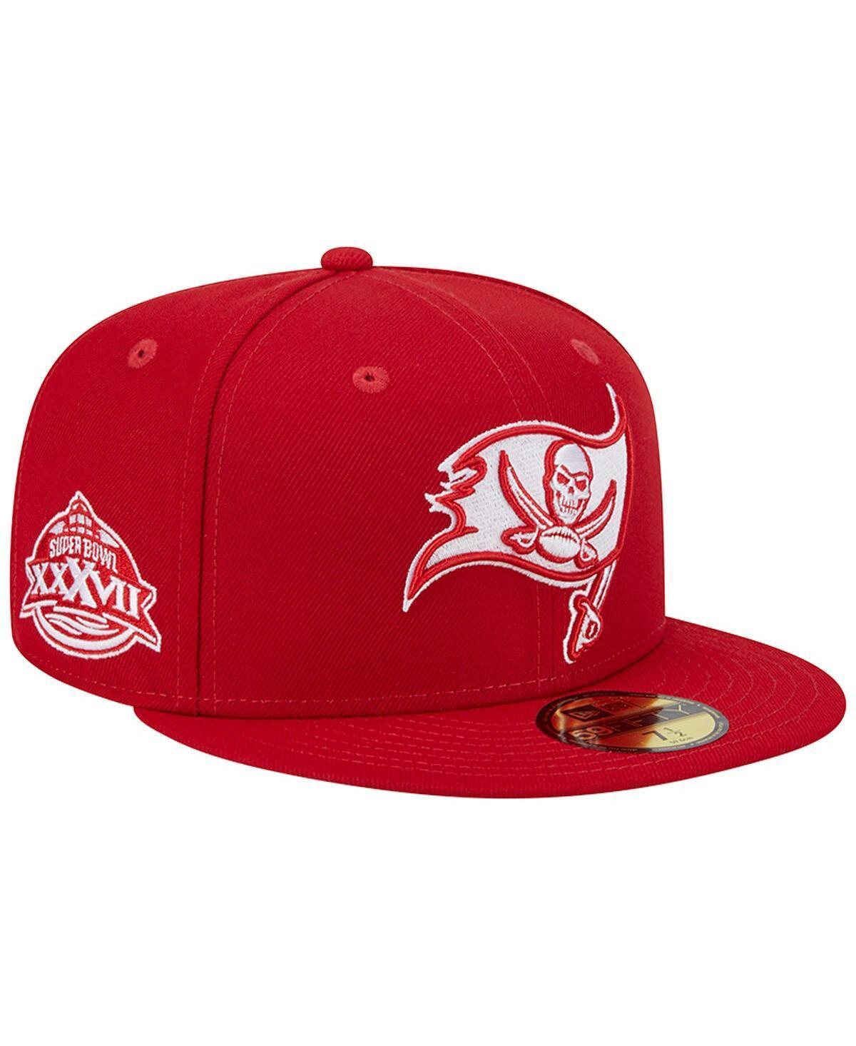 Mens New Era Scarlet Tampa Bay Buccaneers Super Bowl Xxxvii Main Patch 59FIFTY Fitted Hat Product Image