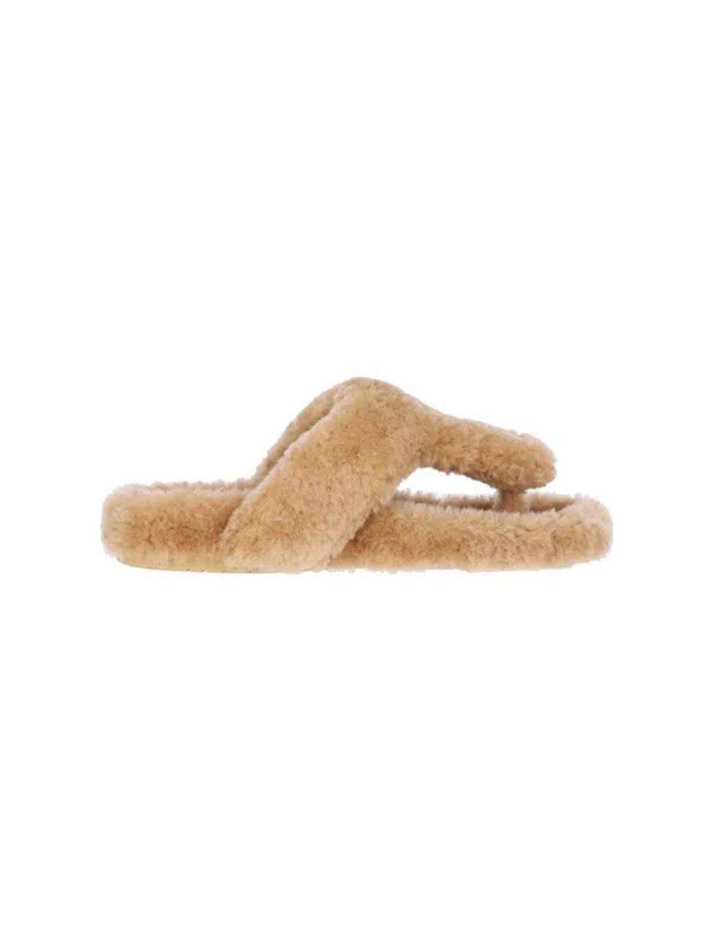 Cozy Chic Beige Shearling Sandal For Women In Multicolor Product Image